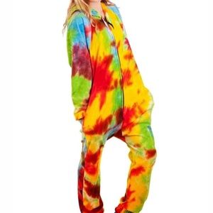 Tye dye adult onesie